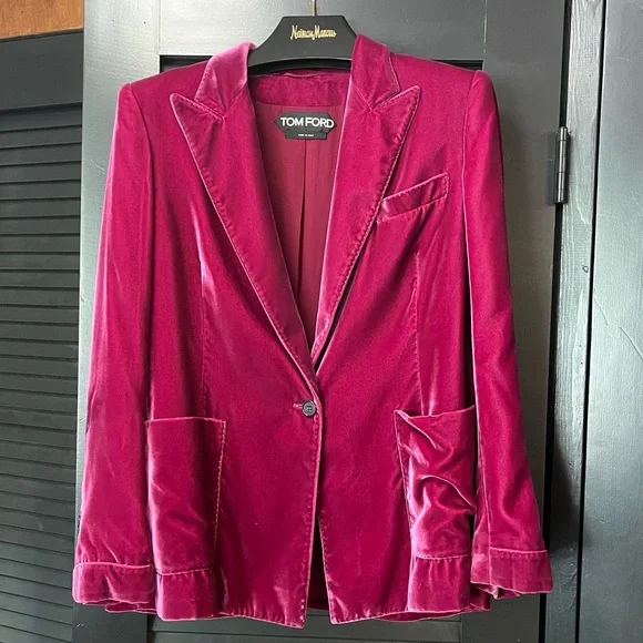 Tom Ford Peak Lapel Velvet Tuxedo Jacket / Blazer, Size 46/12 Large XL - Picture 3 of 9